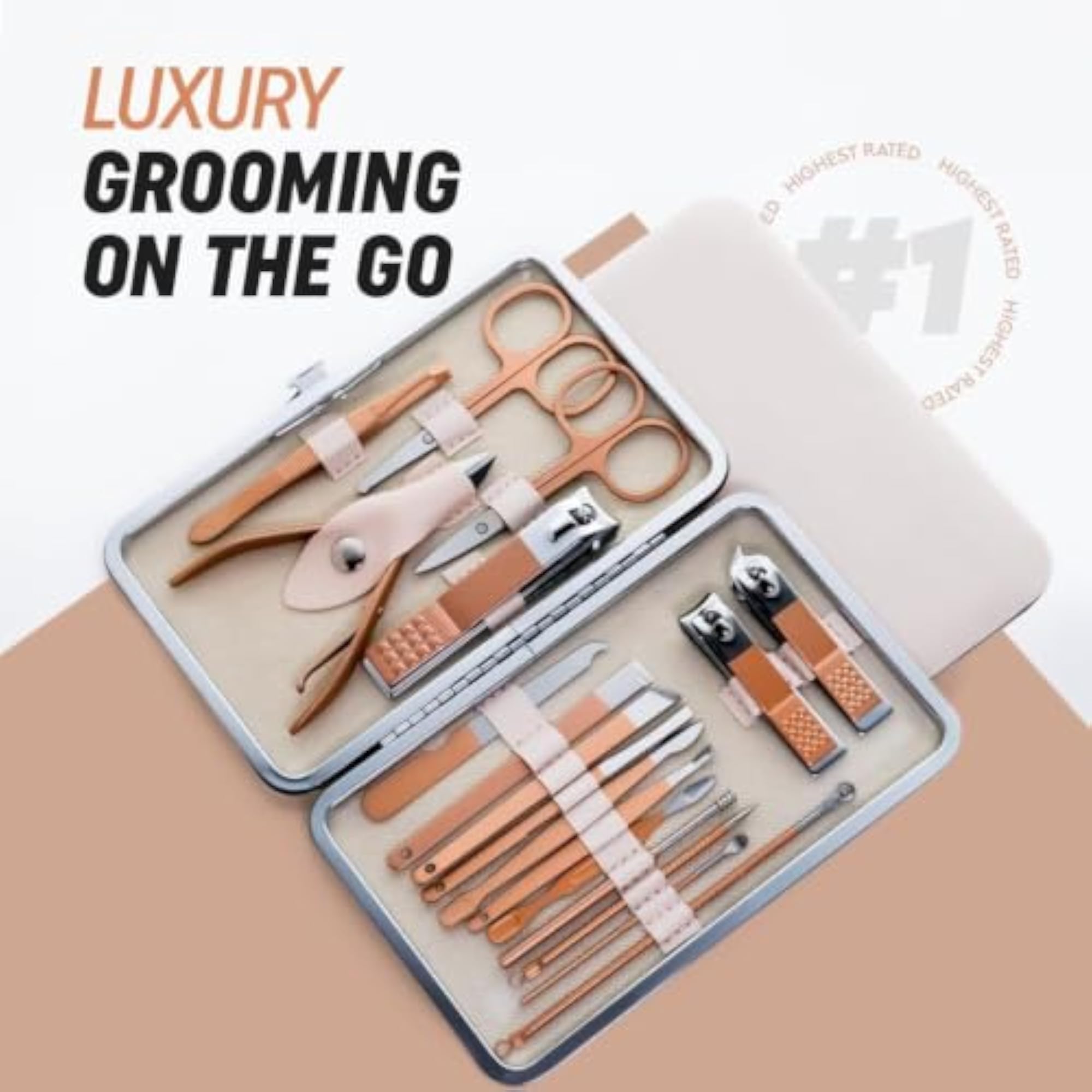 20-Piece Rose Gold Stainless Steel Grooming Set